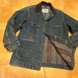 Sears men large denim blanket chore jacket